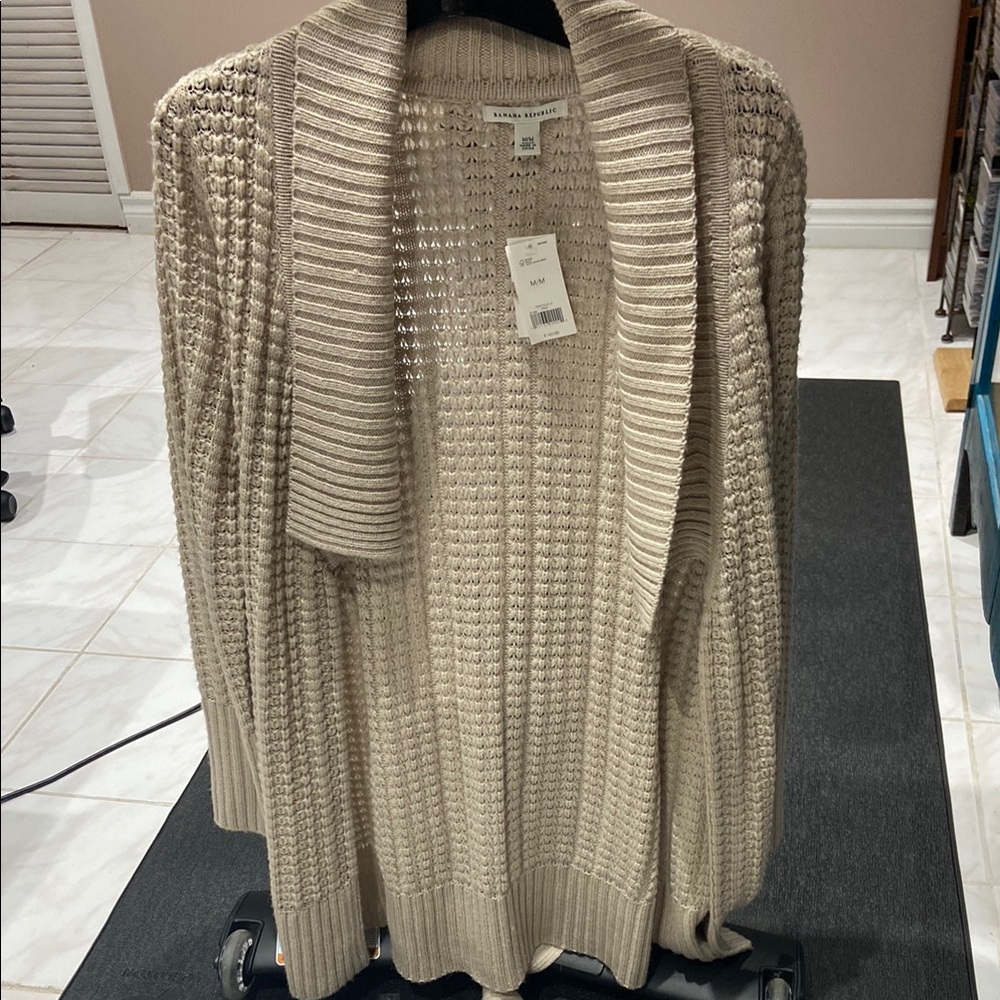 Banana Republic Belted Knit Beige Sweater - Size M